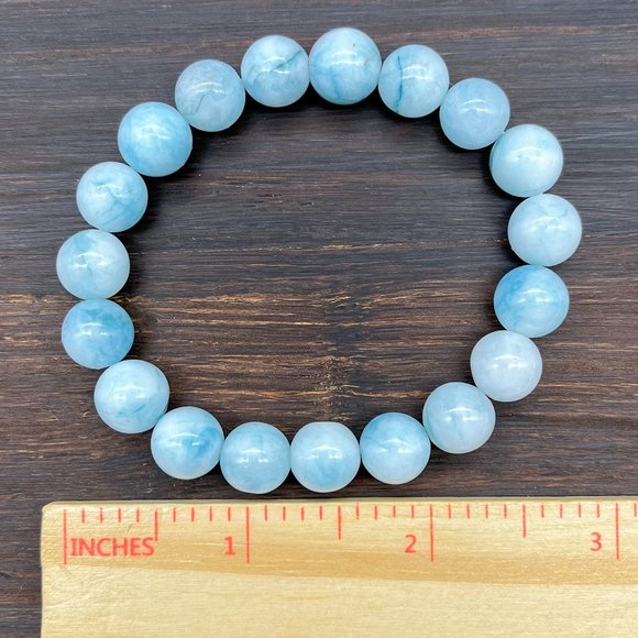 Blue Jade Gemstone Bracelet Handmade - Picture 6 of 6